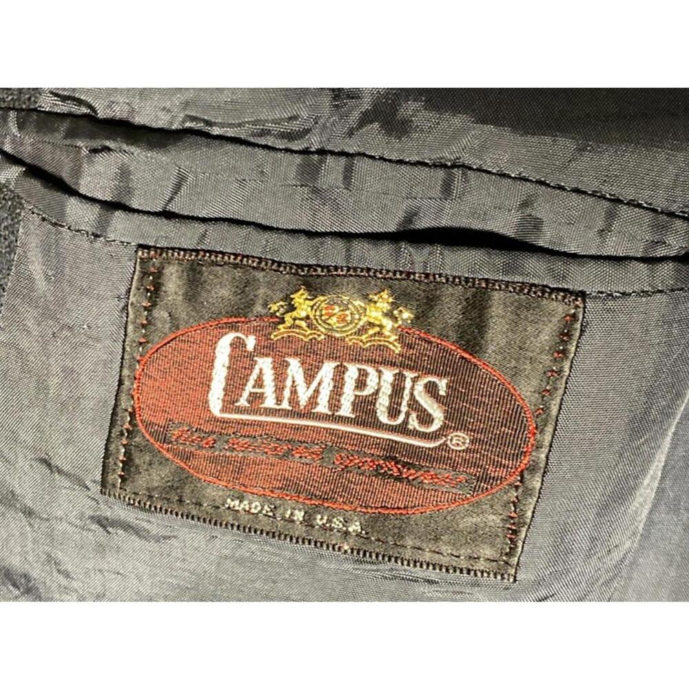 VTG CAMPUS SPORTS COAT BLAZER PLAID BLUE BLACK  WOOL Size 50-52 RARE - Picture 6 of 9